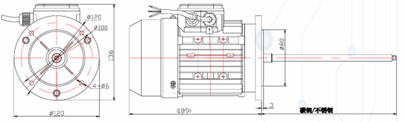 攪拌機(jī)專用電機(jī)外形尺寸圖