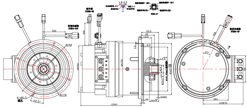 叉車(chē)電機(jī)外形尺寸圖